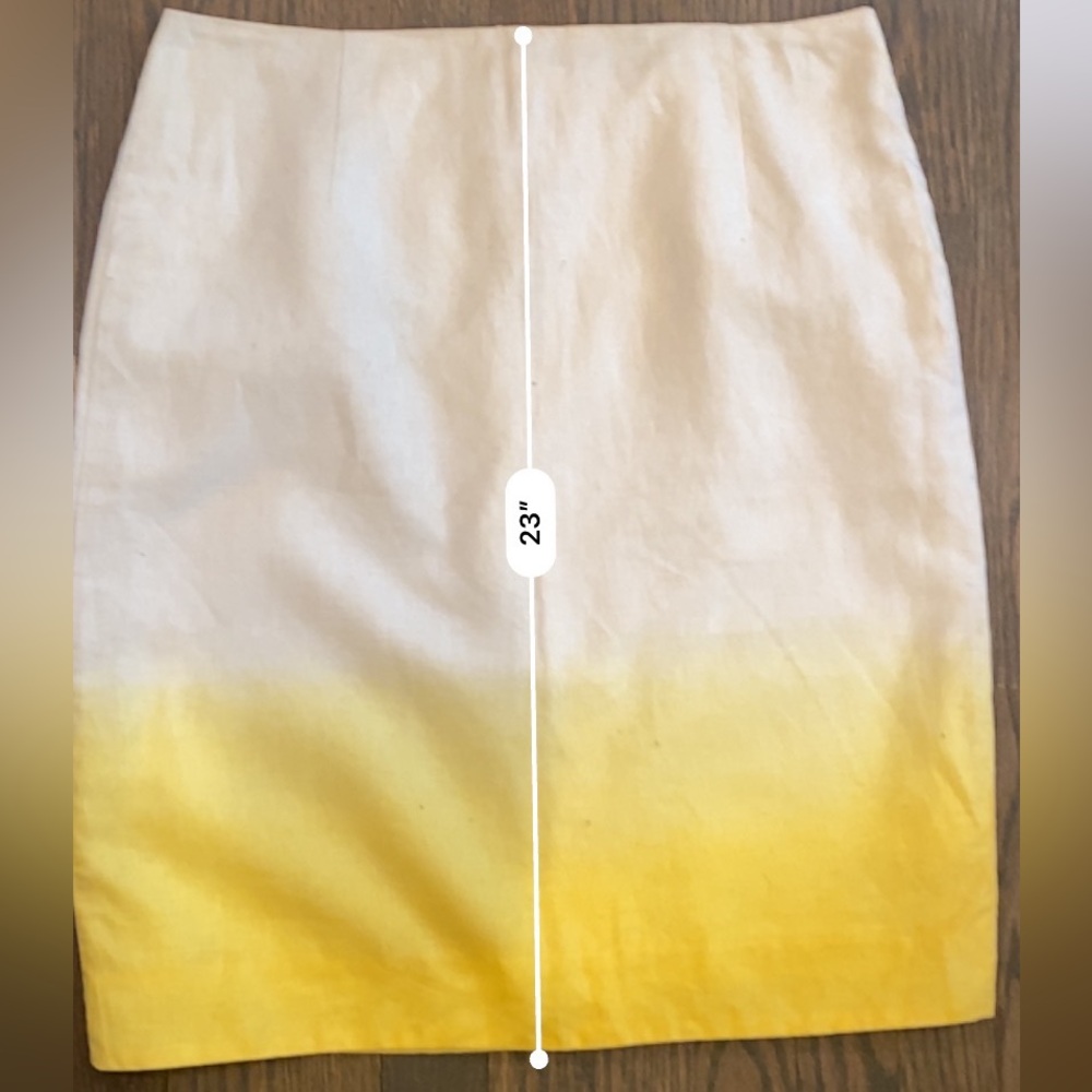 J. Crew linen size 10 ombré yellow + white  pencil skirt NWT